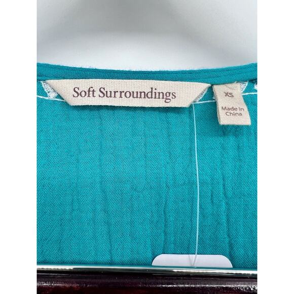 SOFT SURROUNDINGS Womens Jolie Tropical Green Embroidered Dress Size XS NWT - Picture 4 of 10